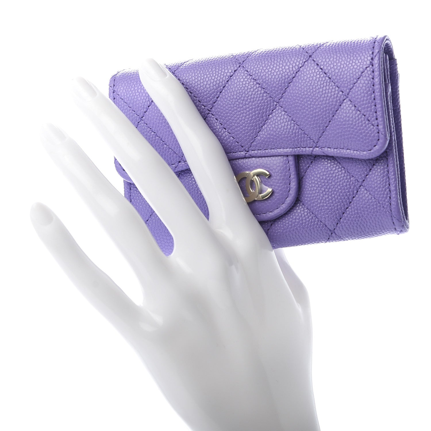 Chanel Caviar Quilted Flap Card Holder Wallet Purple 2 of 7