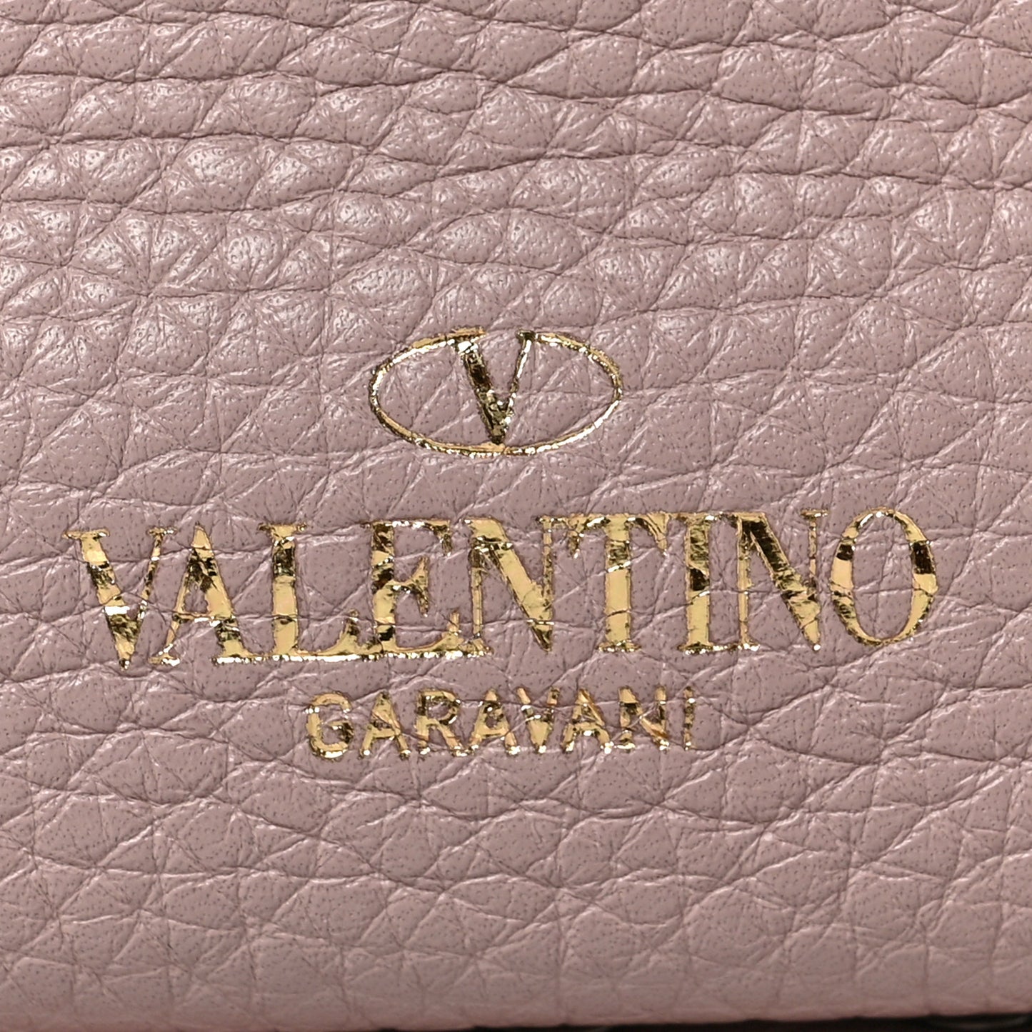 Grained Calfskin Rockstud Bucket Bag Poudre