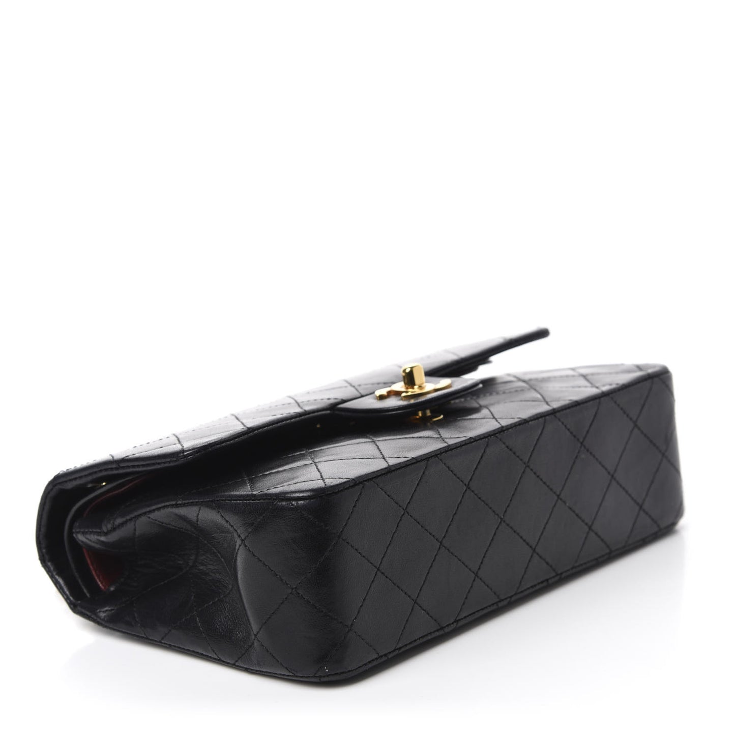 Lambskin Quilted Small Double Flap Black