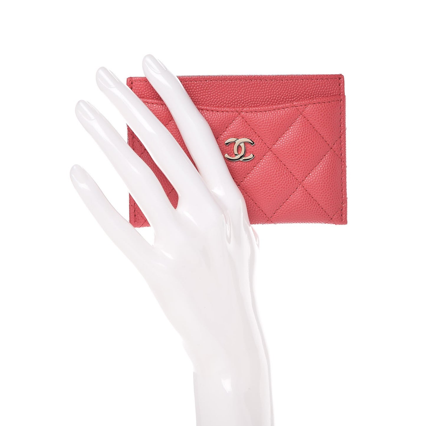 Caviar Quilted Card Holder Pink