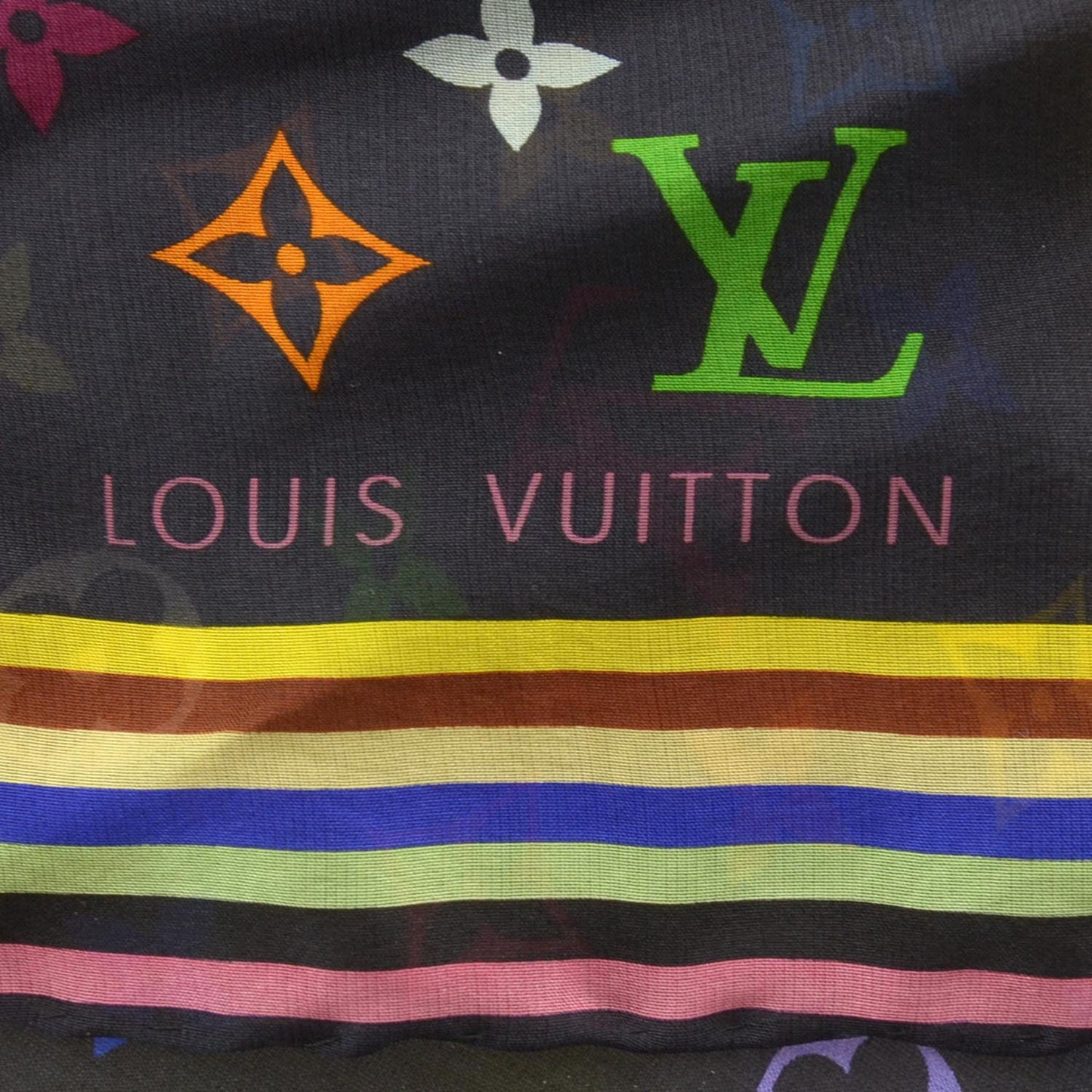 Silk Monogram Multicolor Square Scarf Black
