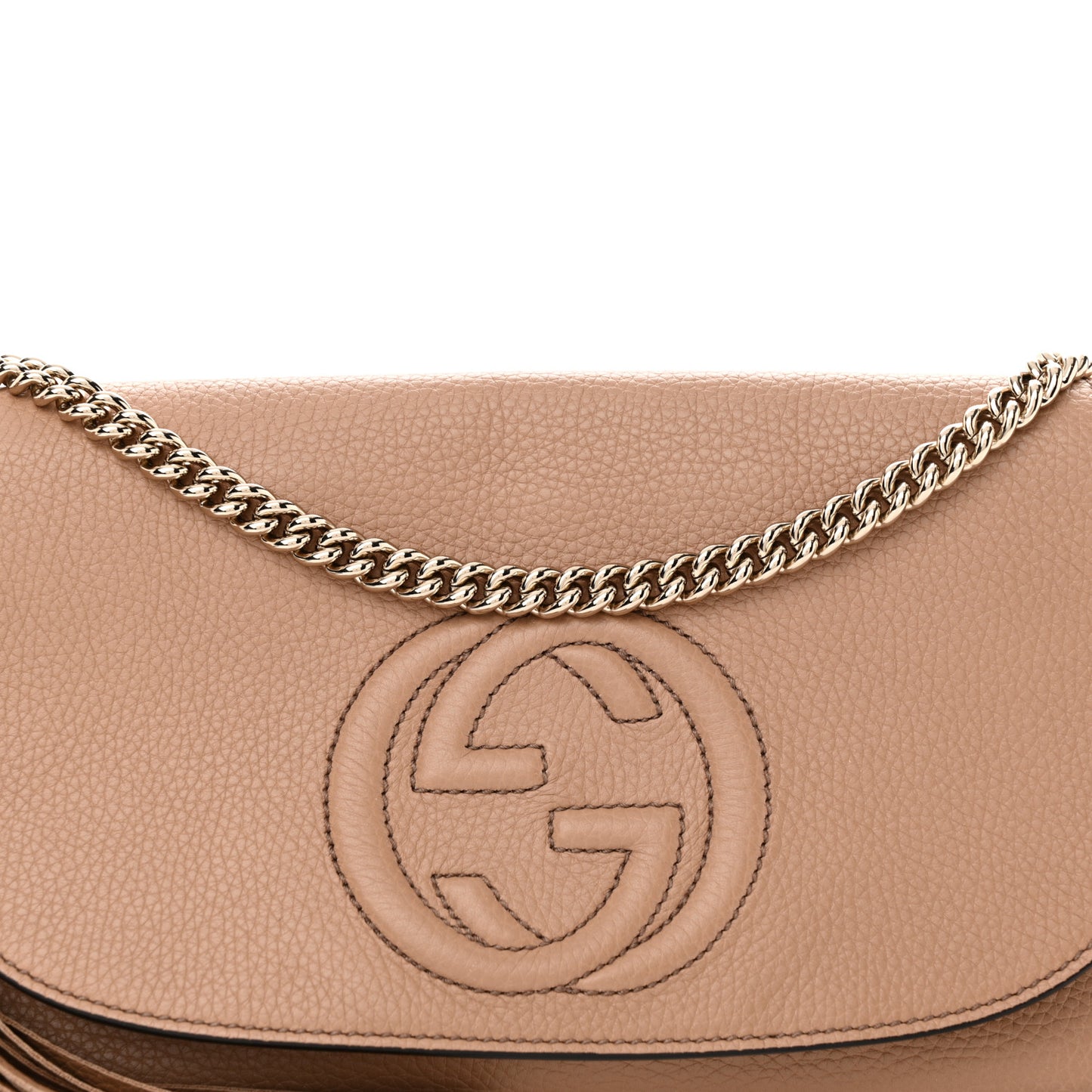 Pebbled Calfskin Medium Soho Flap Crossbody Camelia