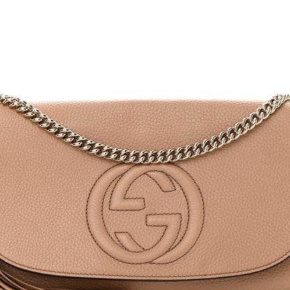 Gucci Pebbled Calfskin Medium Soho Flap Crossbody Camelia 8 of 11