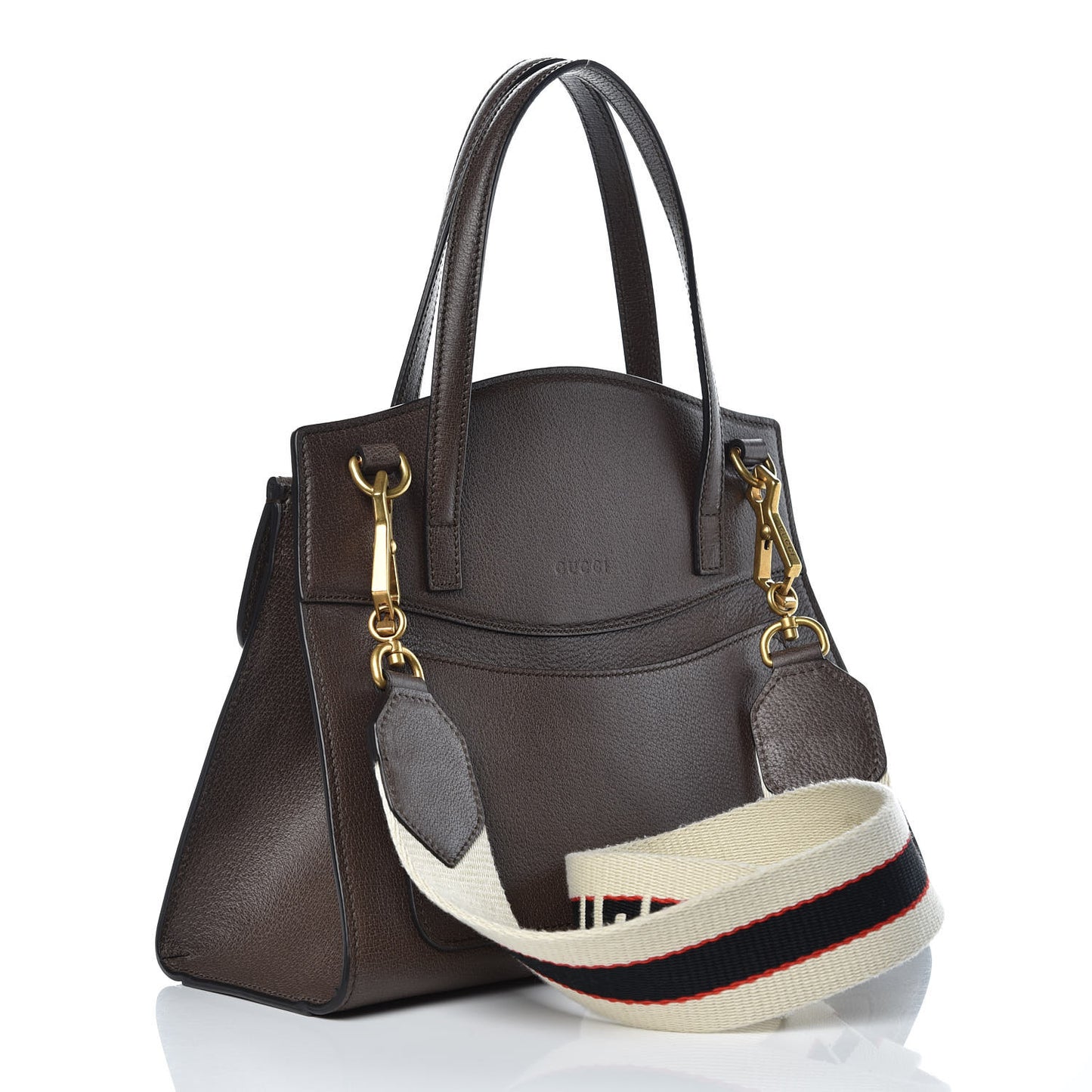 Textured Calfskin Web Crystal Butterfly Stripe Medium Totem Top Handle Bag New Acero