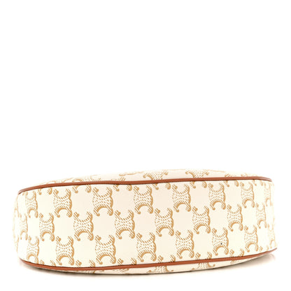 Celine Canvas Calfskin Ava Triomphe Shoulder Bag White 4 of 16