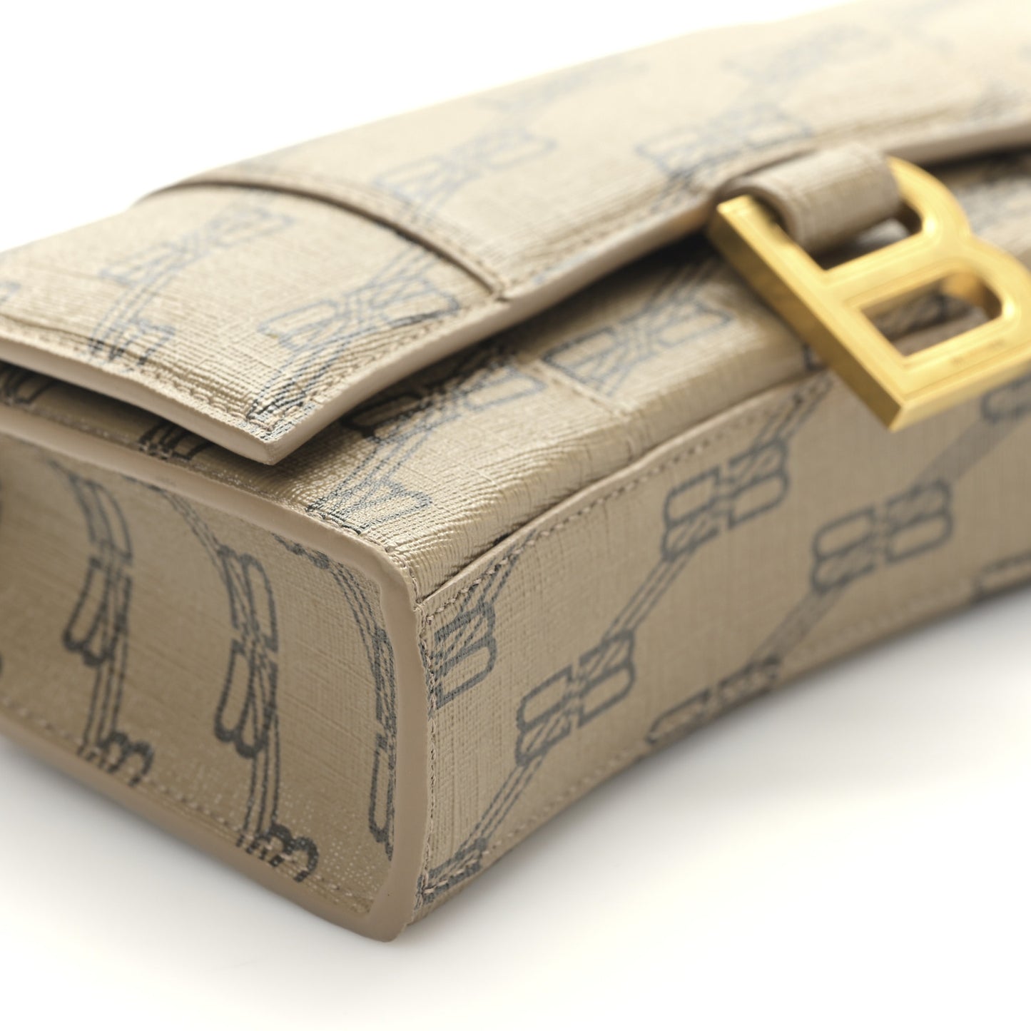 Coated Canvas BB Monogram Hourglass Chain Bag Beige Brown