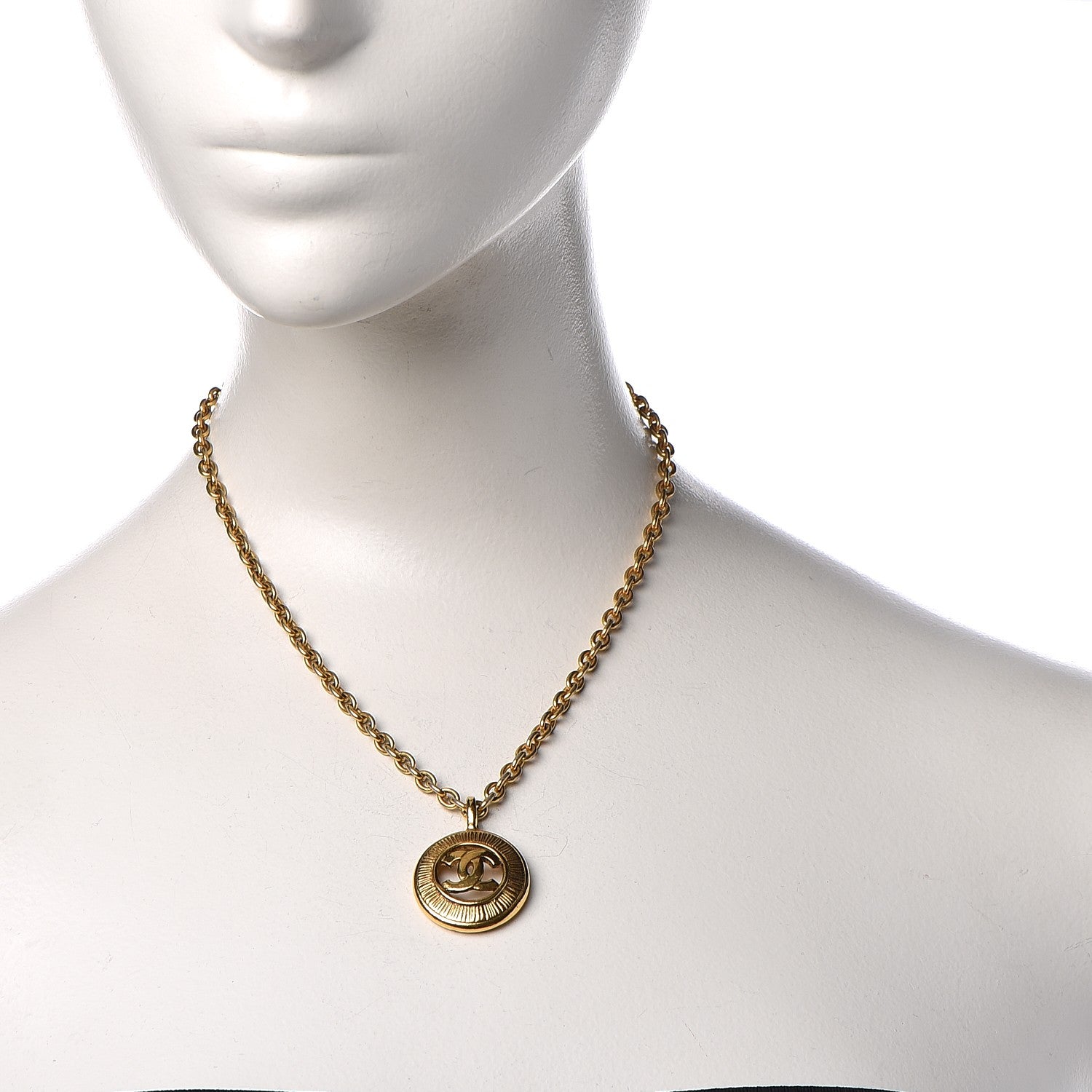 Chanel Sunburst Cutout CC Necklace Gold 2 of 7