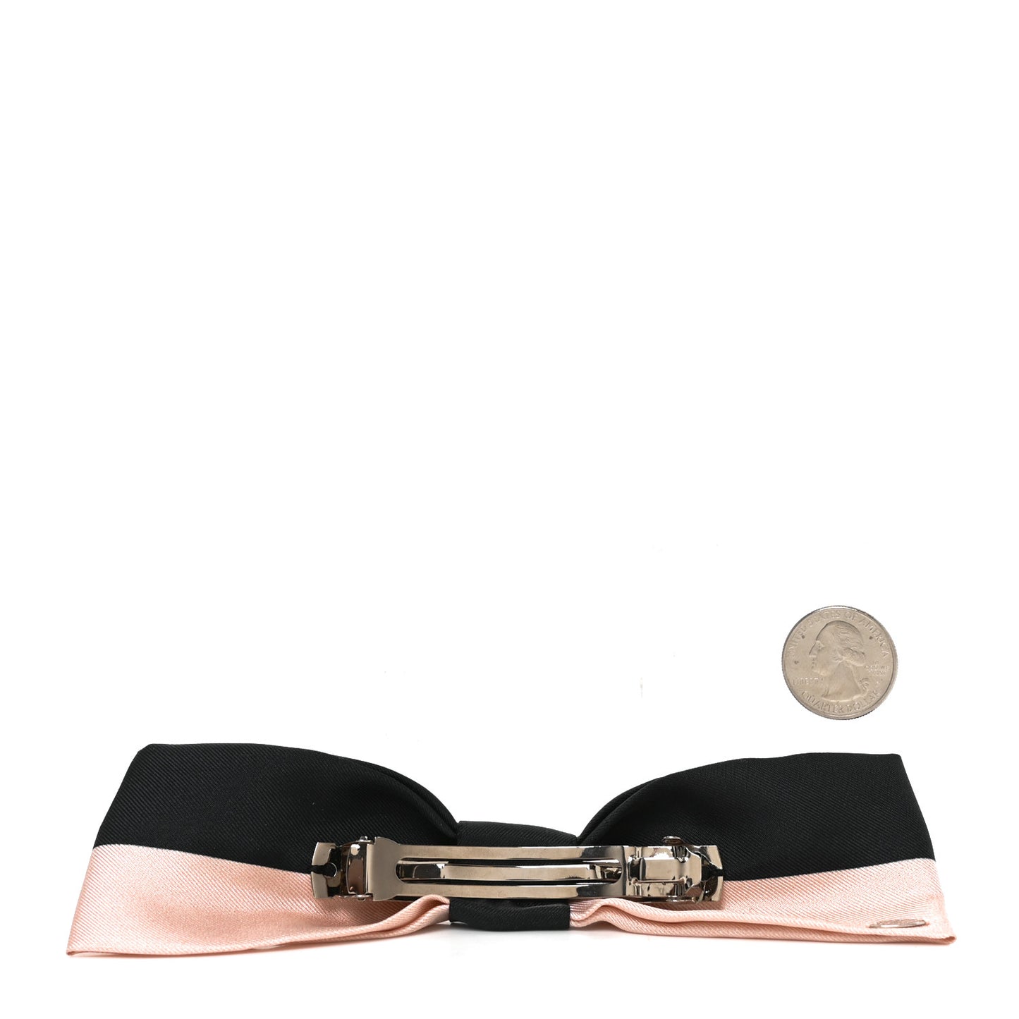 Silk Bow Logo Hair Clip Light Pink Black
