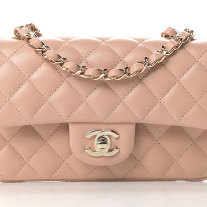 Chanel Lambskin Quilted Mini Rectangular Flap Beige 8 of 10