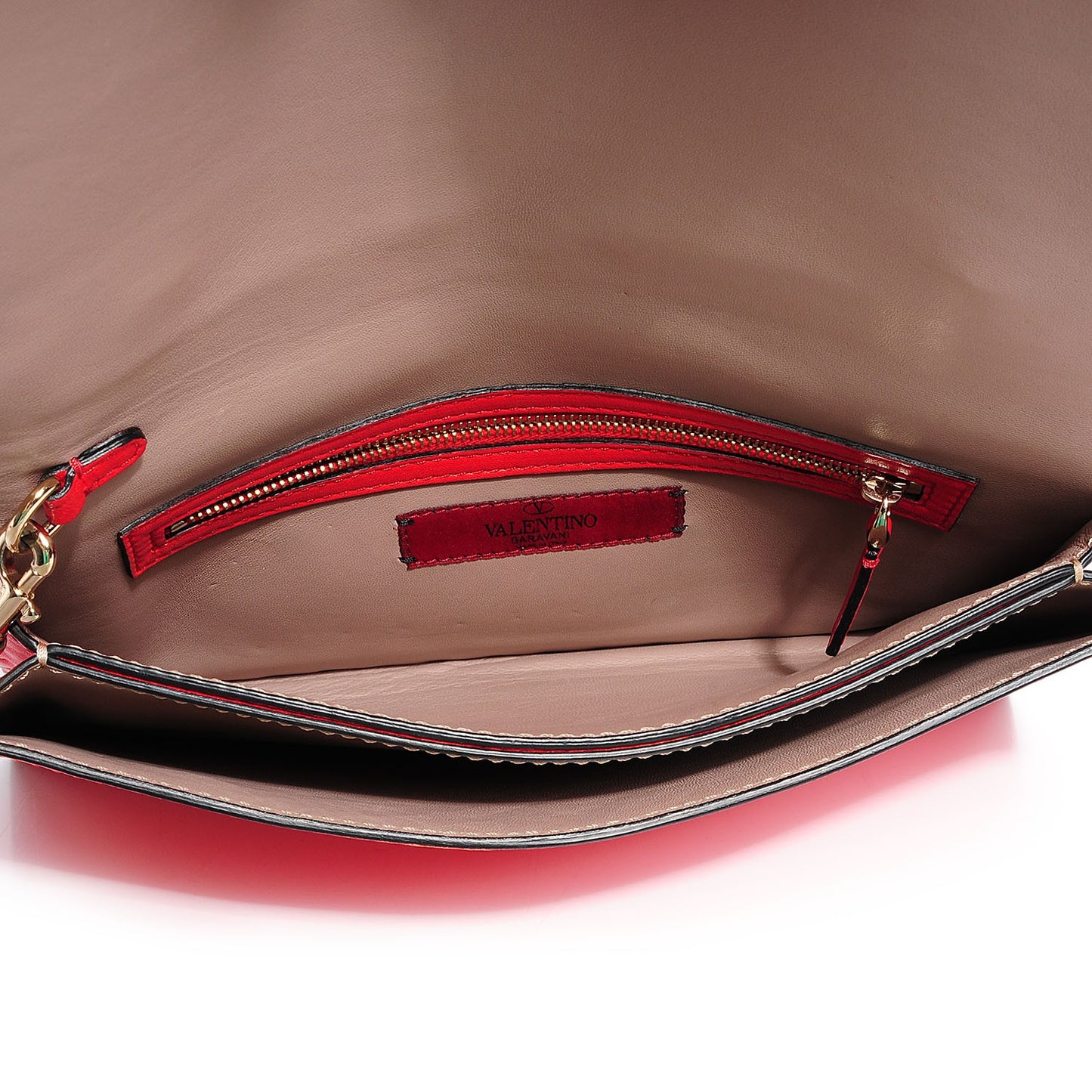 Nappa Rockstud Wristlet Clutch Deep Orange