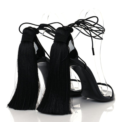 Saint Laurent Tassel Embellished Calfskin Ankle-Wrap Sandals 35 Black 4 of 9