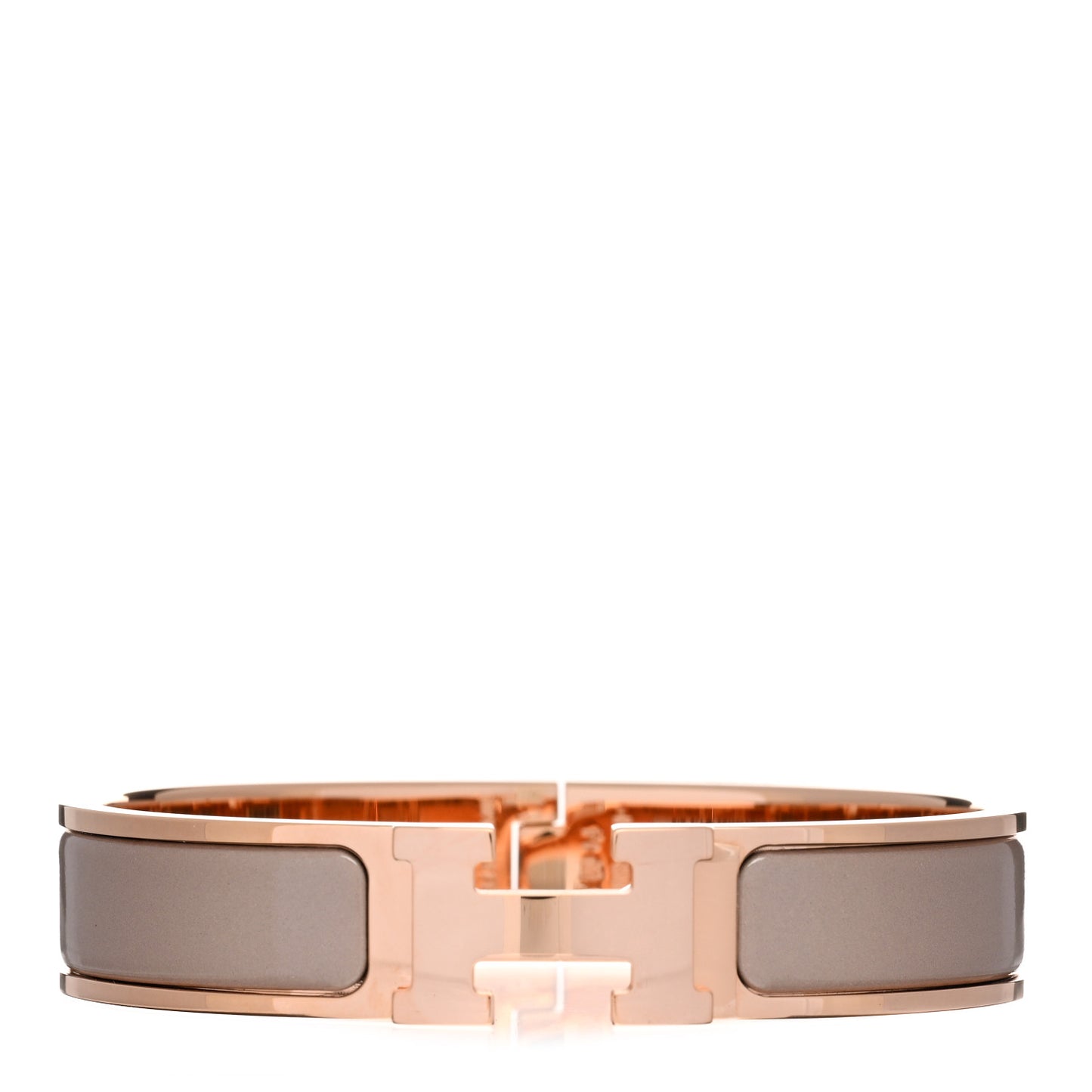 Enamel Narrow Clic Clac H Bracelet PM Marron Glace