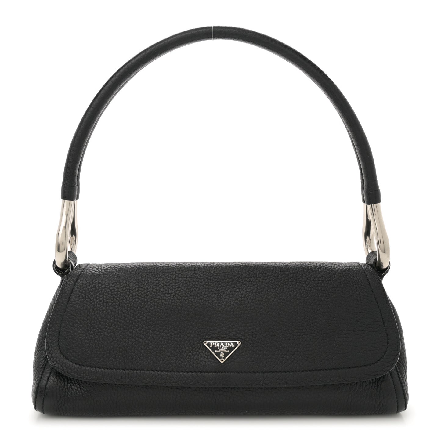 Vitello Daino Swing Flap Shoulder Bag Black