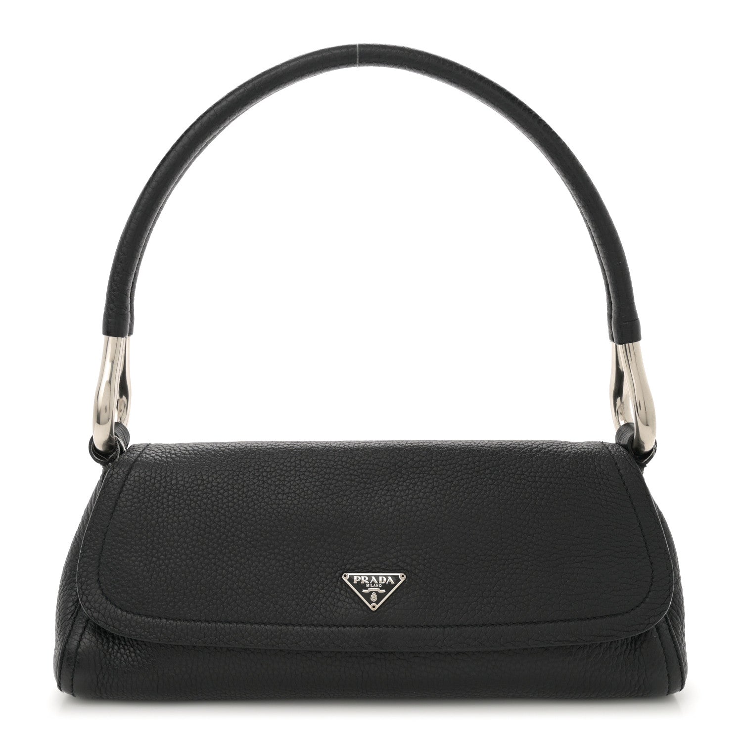 Prada Vitello Daino Swing Flap Shoulder Bag Black 1 of 11