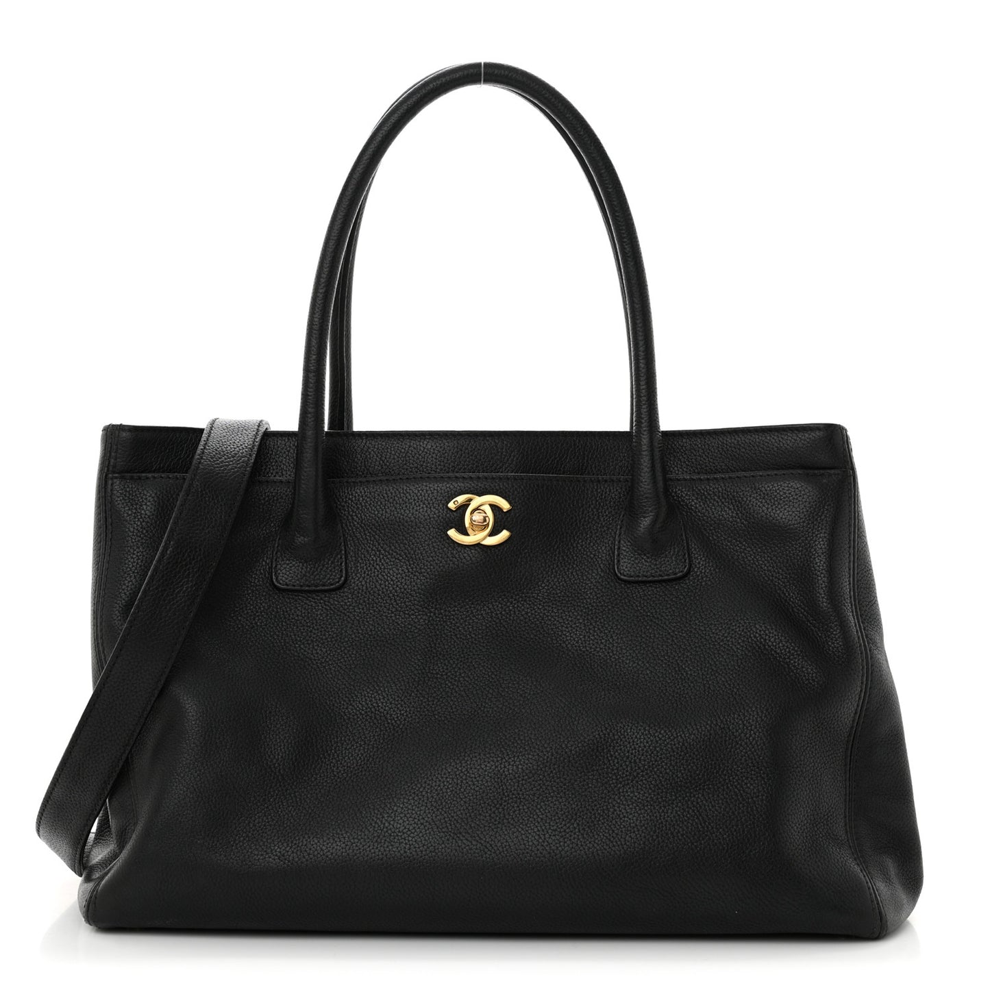 Calfskin Cerf Executive Shopper Tote Black