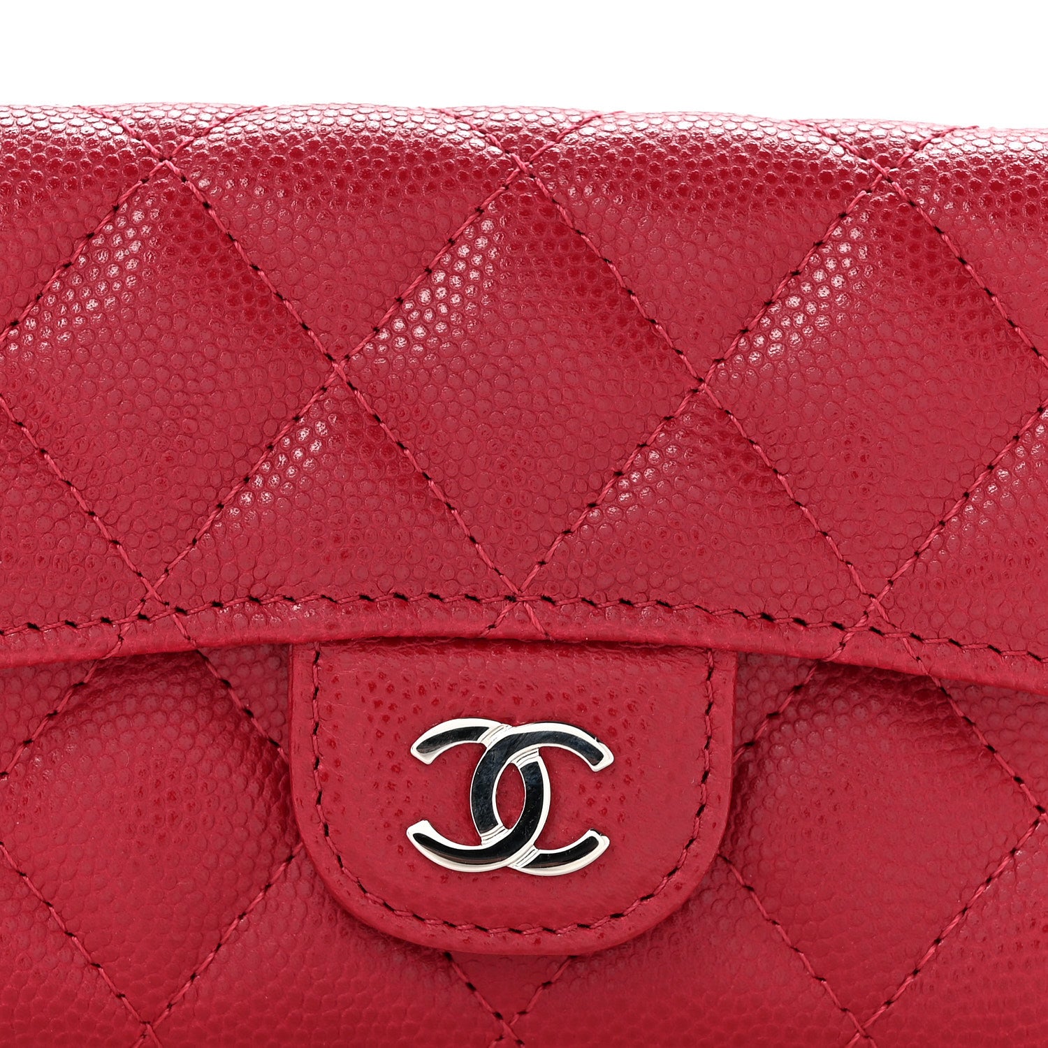 Chanel Caviar Quilted Flap Card Holder Wallet Dark Pink 9 of 9