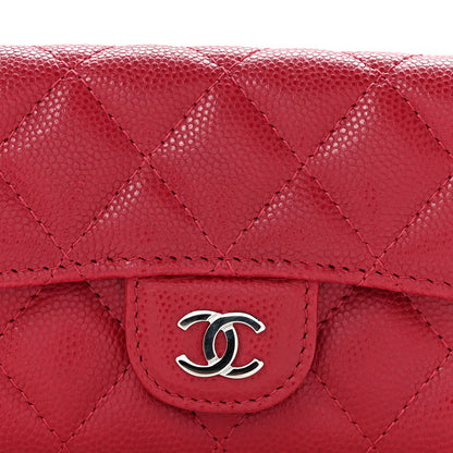 Chanel Caviar Quilted Flap Card Holder Wallet Dark Pink 9 of 9