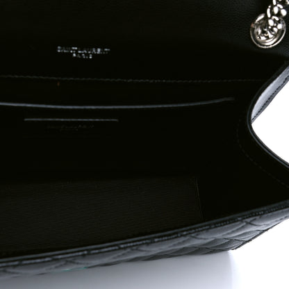 Saint Laurent Grain De Poudre Textured Mixed Matelasse Triquilt Medium Monogram Satchel Black 9 of 17