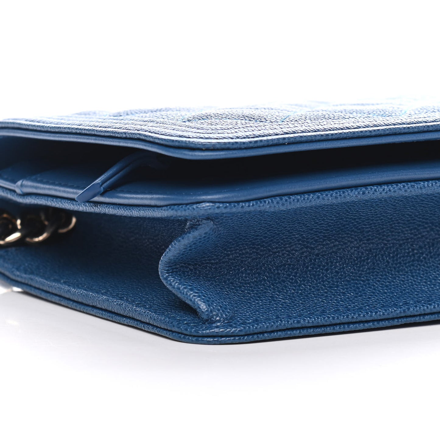 Caviar Quilted Boy Wallet On Chain WOC Blue