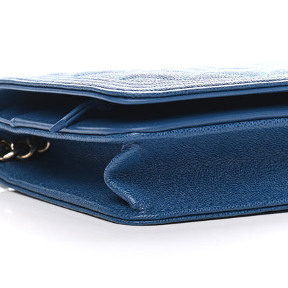 Chanel Caviar Quilted Boy Wallet On Chain WOC Blue 8 of 9