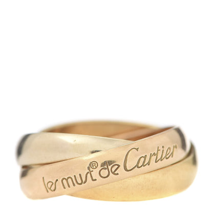 Cartier 18K Pink Yellow White Gold Classic Les Must De Trinity Ring 48 4.5 1 of 5