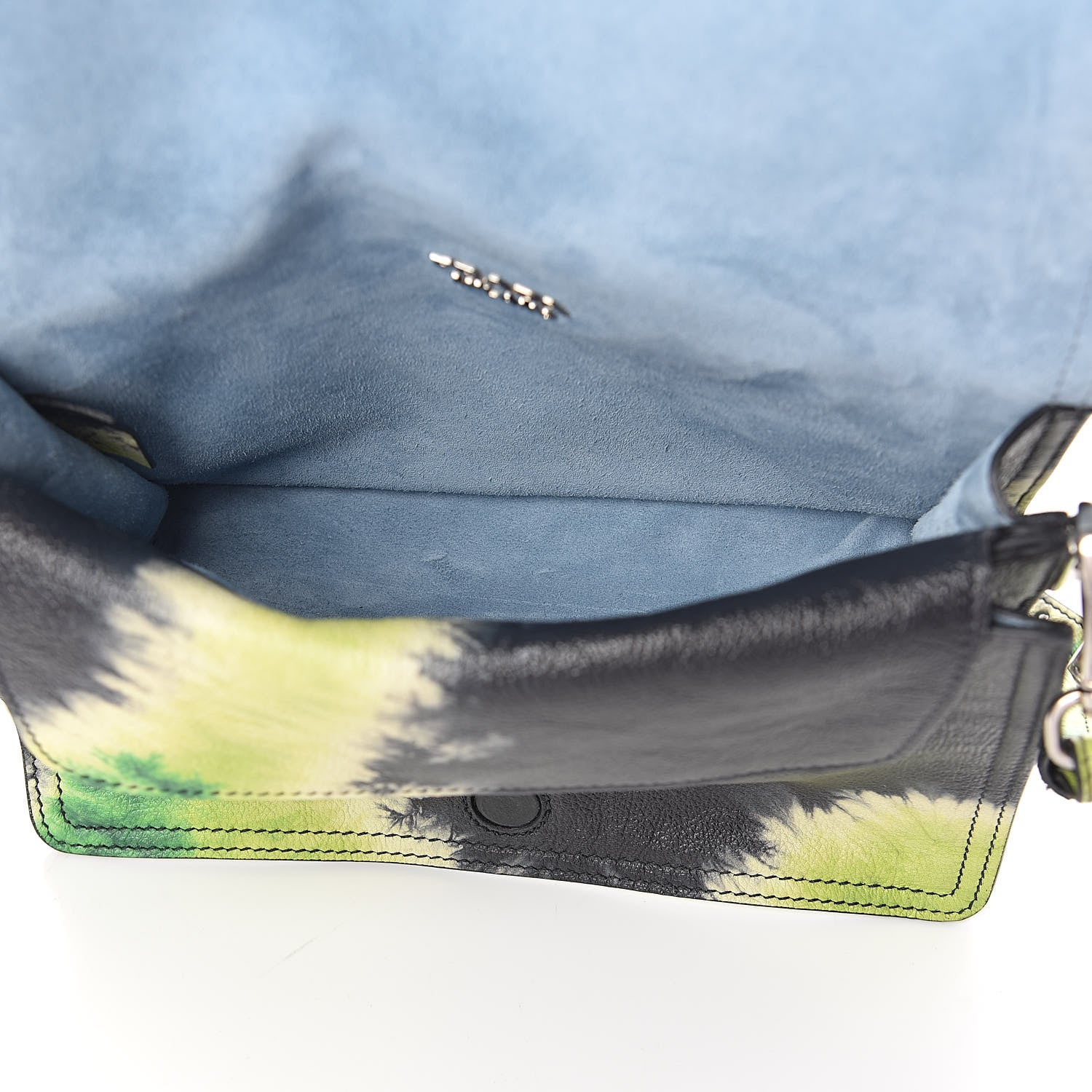 Prada Glace Calf Tie-Dye Print Etiquette Flap Black Lime 6 of 10