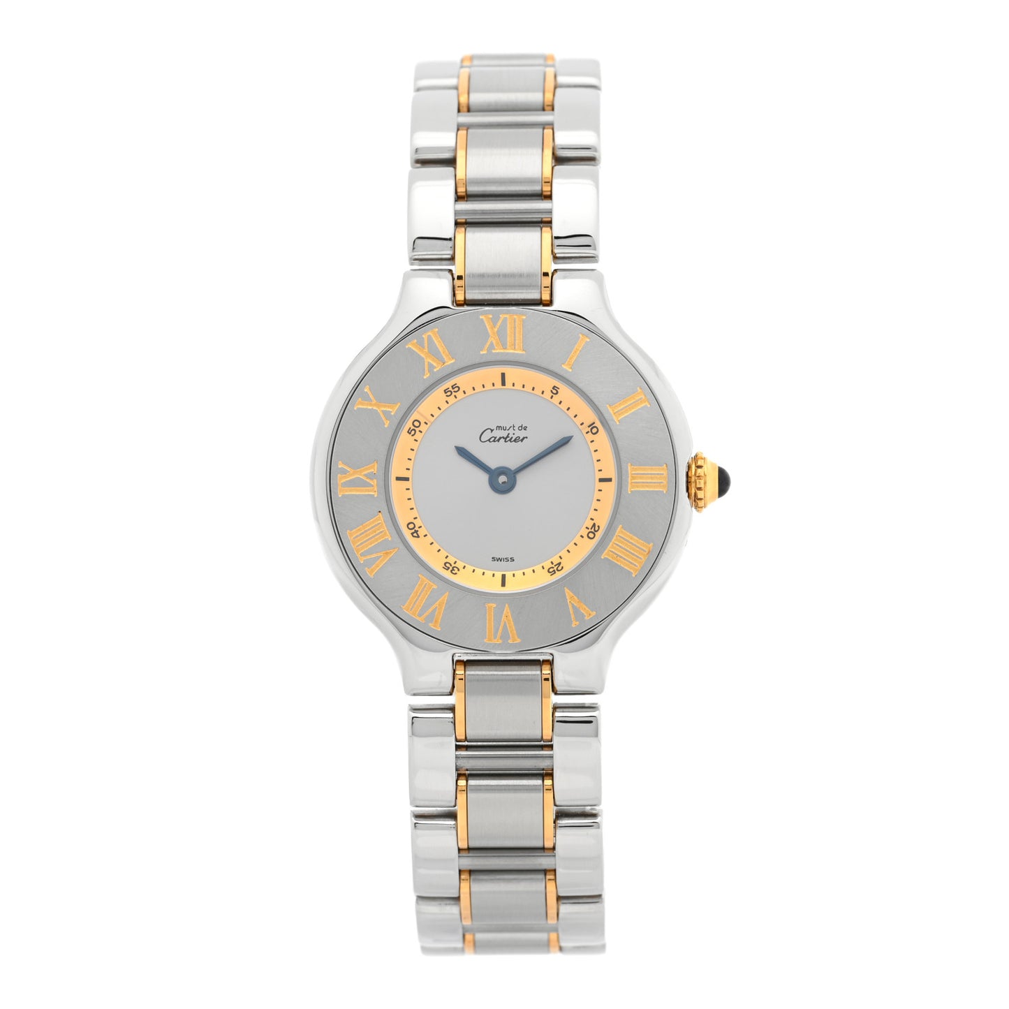 Stainless Steel 18K Yellow Gold 28mm Must de 21 Quartz Watch