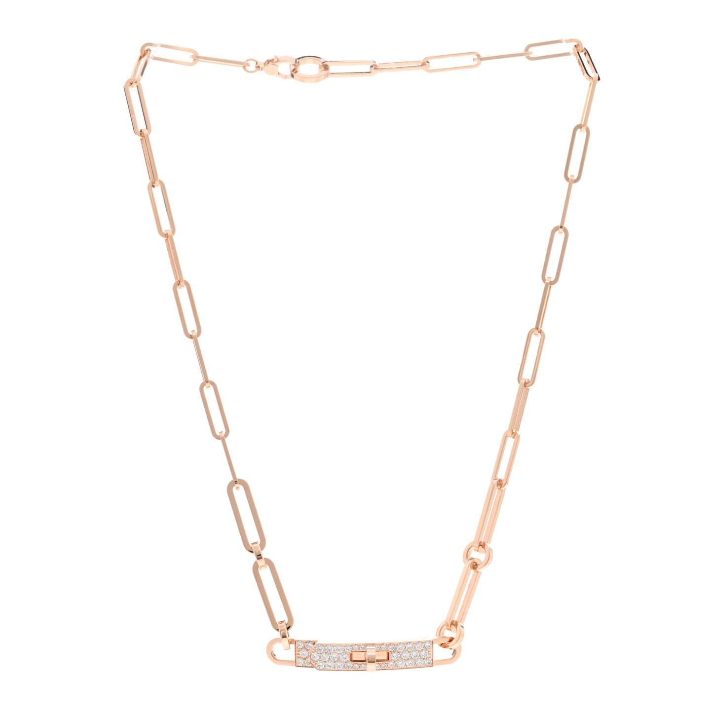 18K Rose Gold Diamond Pave Kelly Chaine Choker Necklace