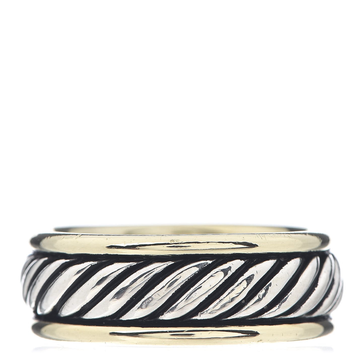 Sterling Silver 14K Yellow Gold Cable Band Ring 65 11