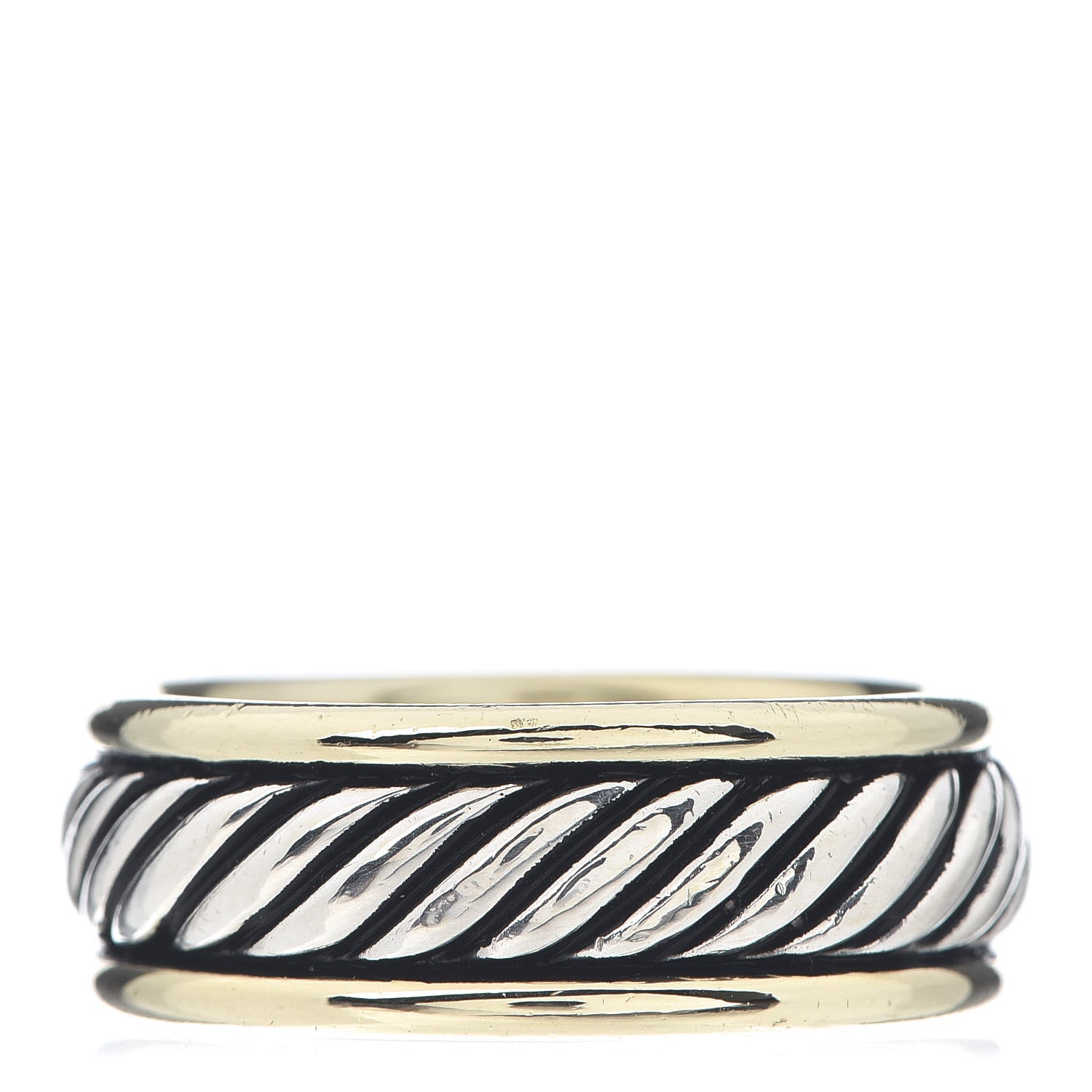 David Yurman Sterling Silver 14K Yellow Gold Cable Band Ring 65 11 1 of 4