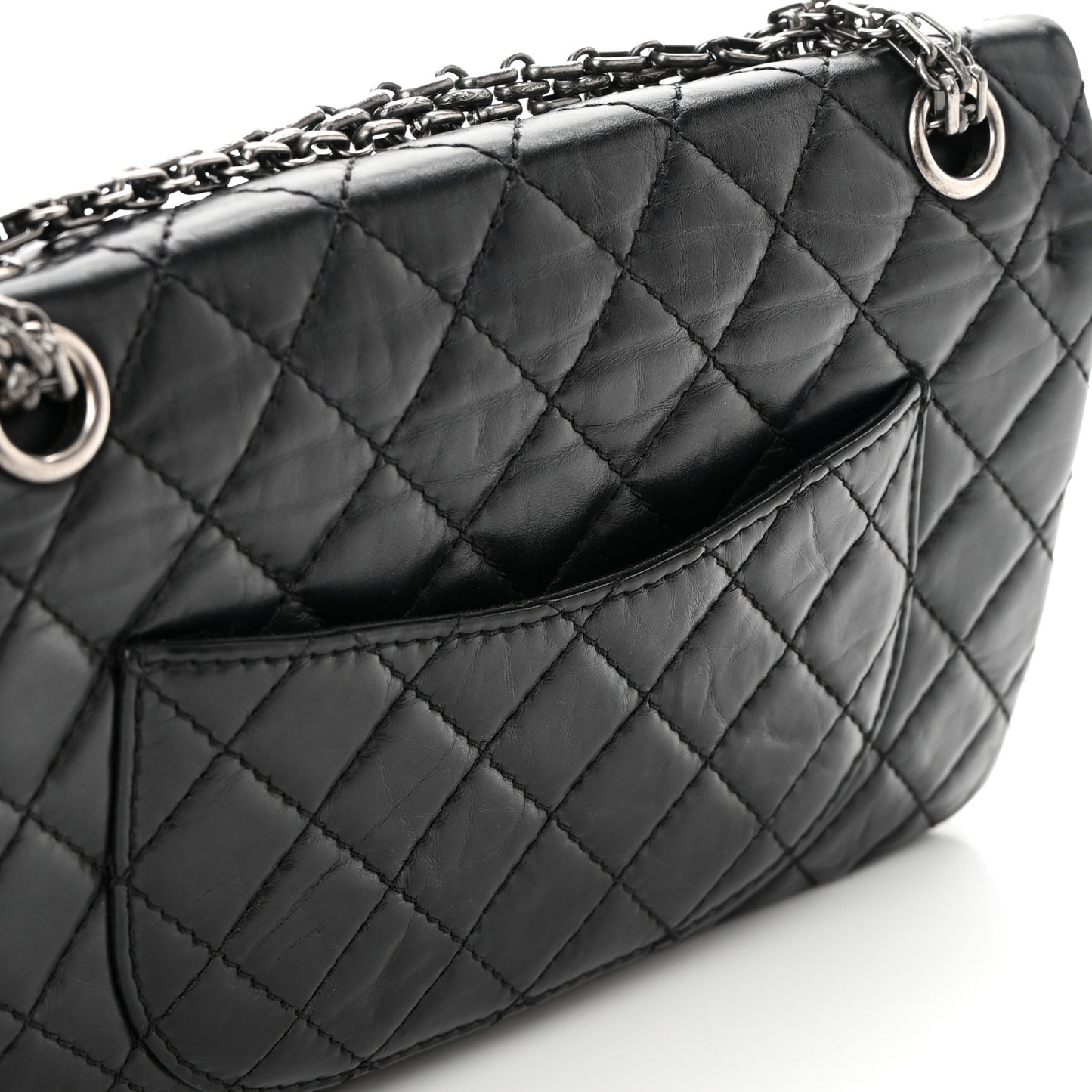 Aged Calfskin Quilted 2.55 Reissue 225 Flap Black