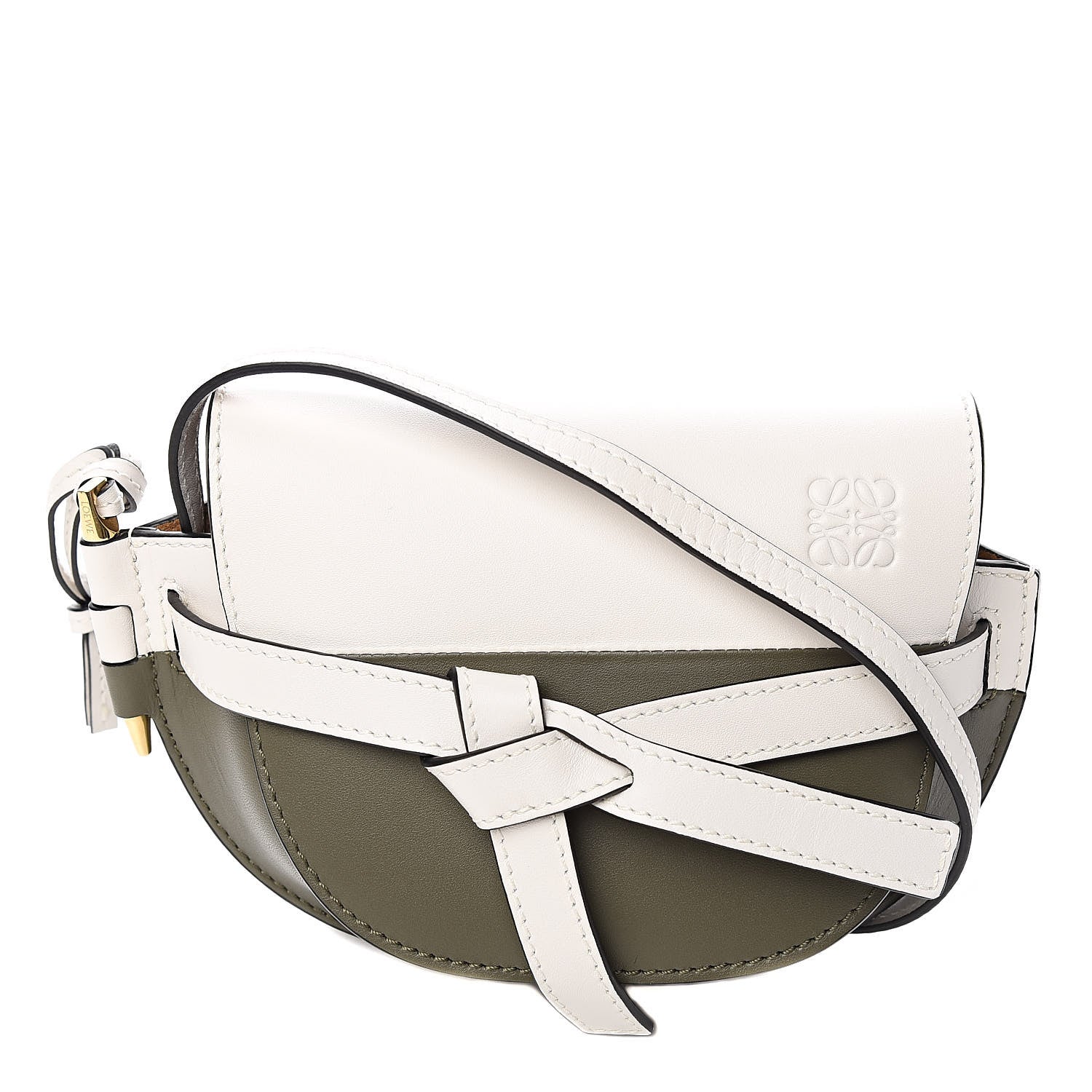 Loewe Calfskin Mini Gate Crossbody Bag Khaki Green Soft White 1 of 9