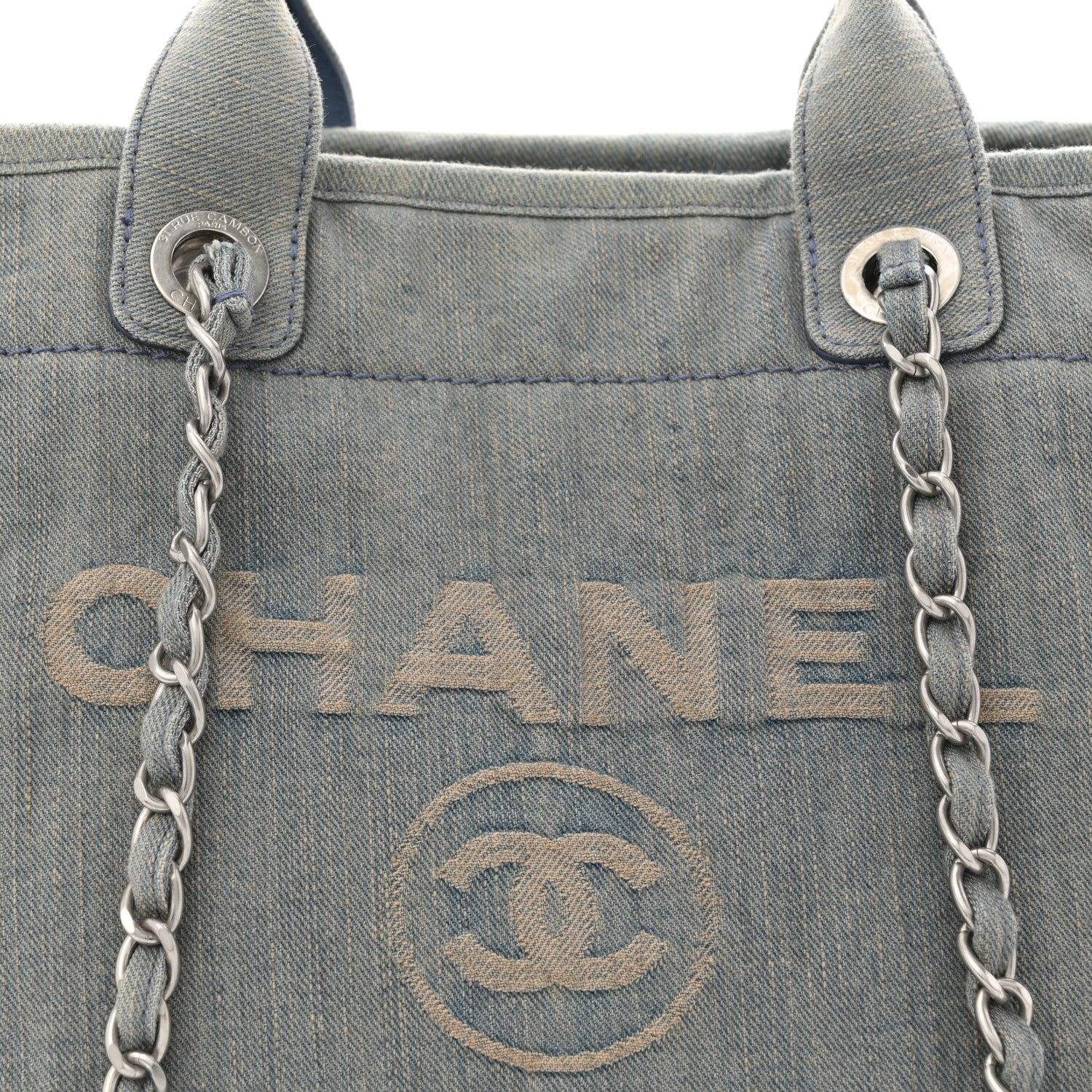 Chanel Denim Medium Deauville Tote Light Blue 9 of 12