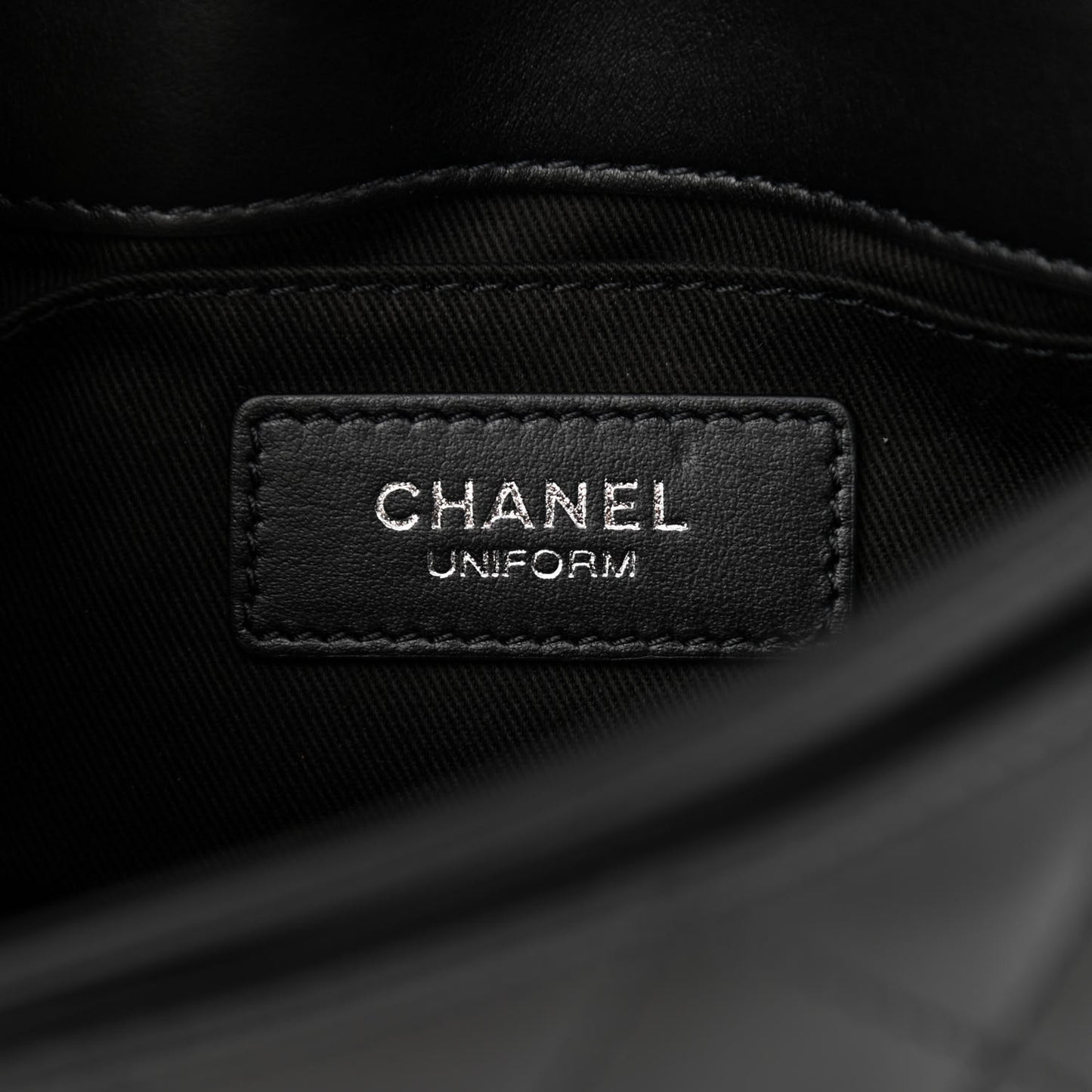 Calfskin Quilted CC Uniform Flap Belt Bag Black