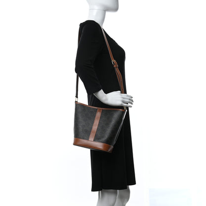 Celine Triomphe Canvas Calfskin Small Bucket Bag Tan 2 of 9