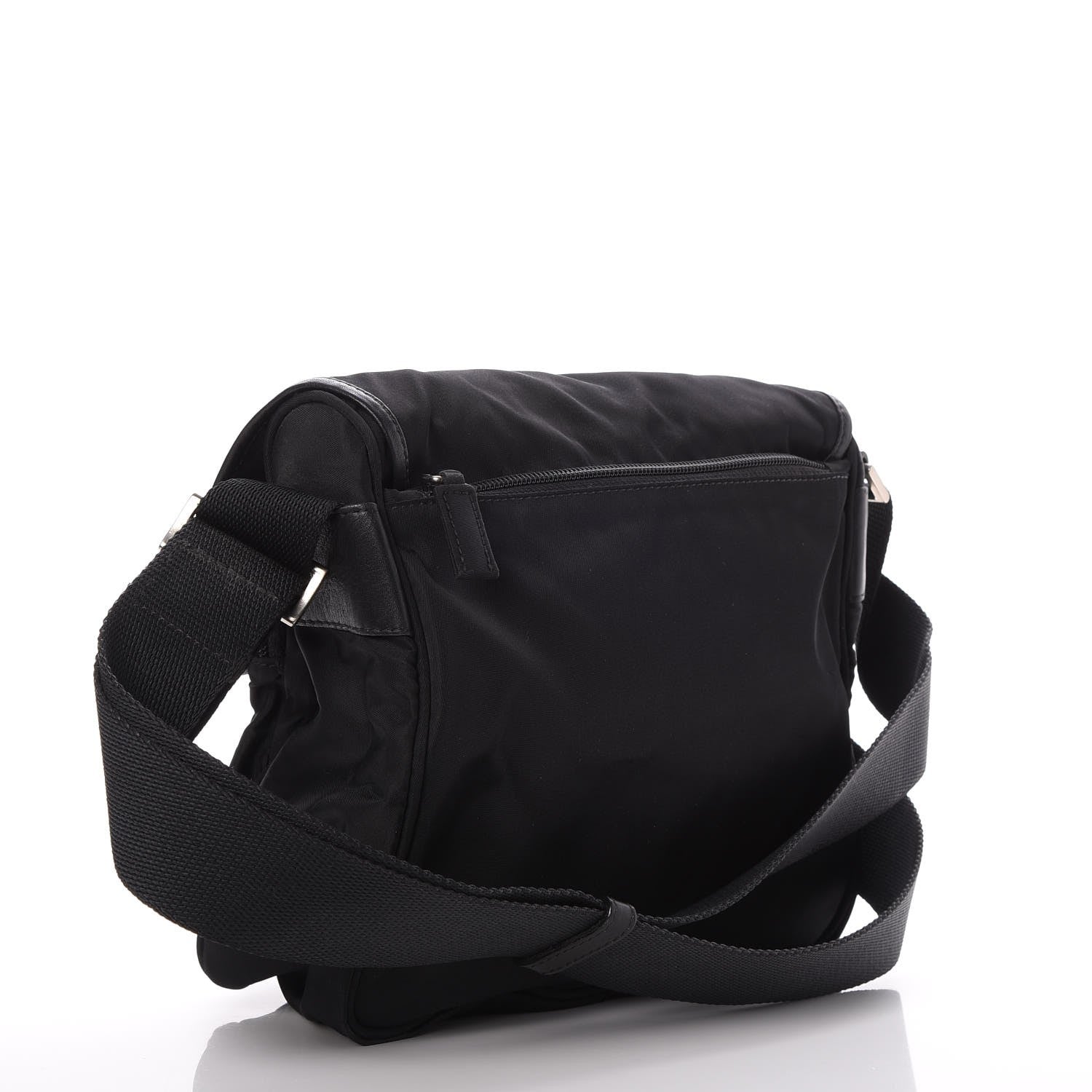 Prada Tessuto Nylon Single Buckle Messenger Bag Black 3 of 7