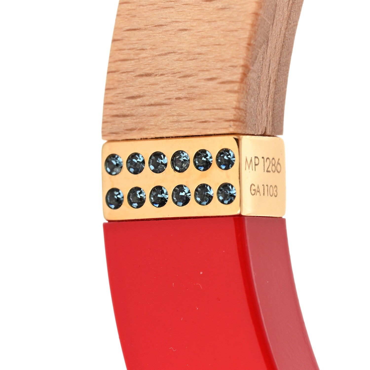 Louis Vuitton Lacquer Wood Crystal Bangle Bracelet Set of 4 Yellow Red 6 of 9