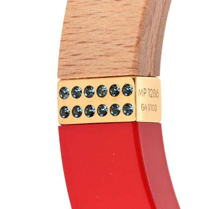 Louis Vuitton Lacquer Wood Crystal Bangle Bracelet Set of 4 Yellow Red 6 of 9