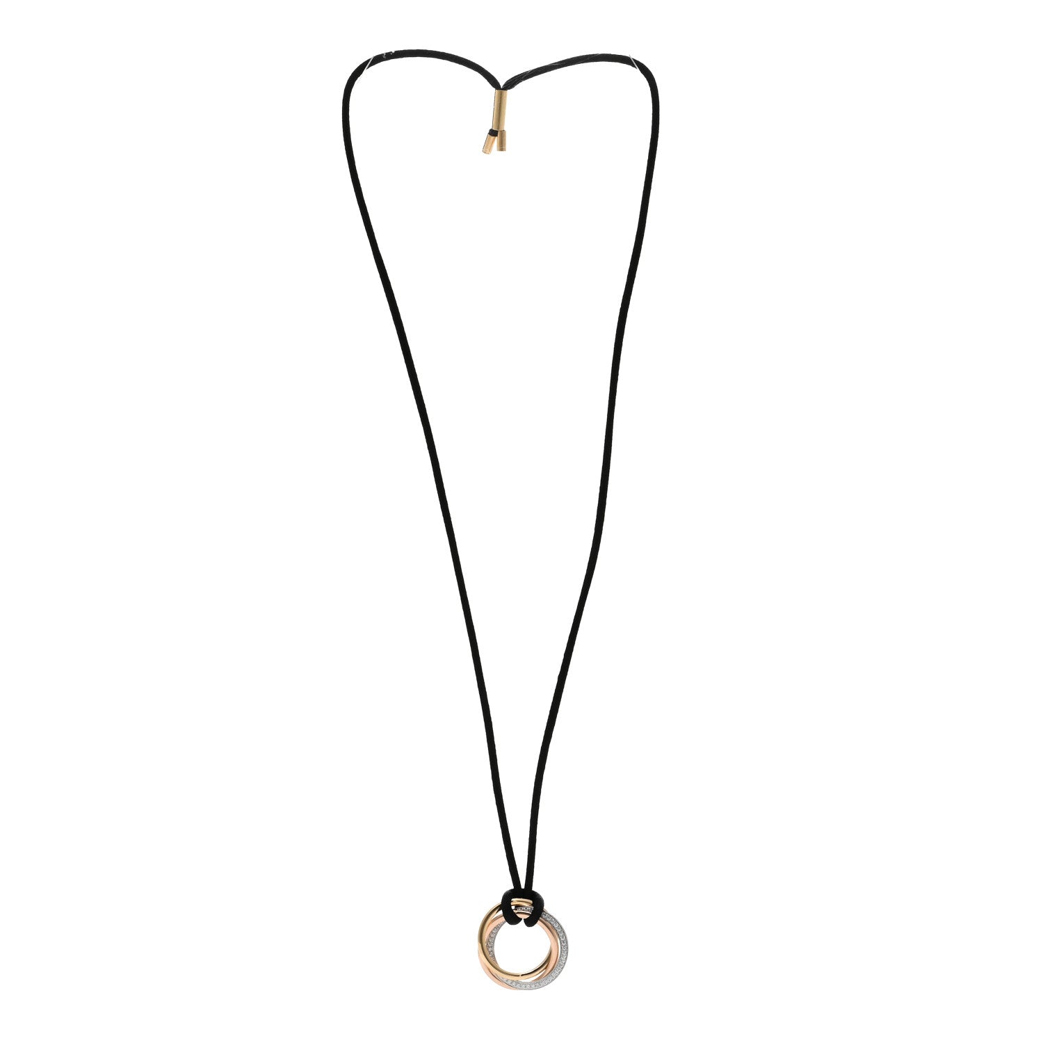 Cartier 18K Pink Yellow White Gold Diamond Medium Trinity Cord Necklace 3 of 4