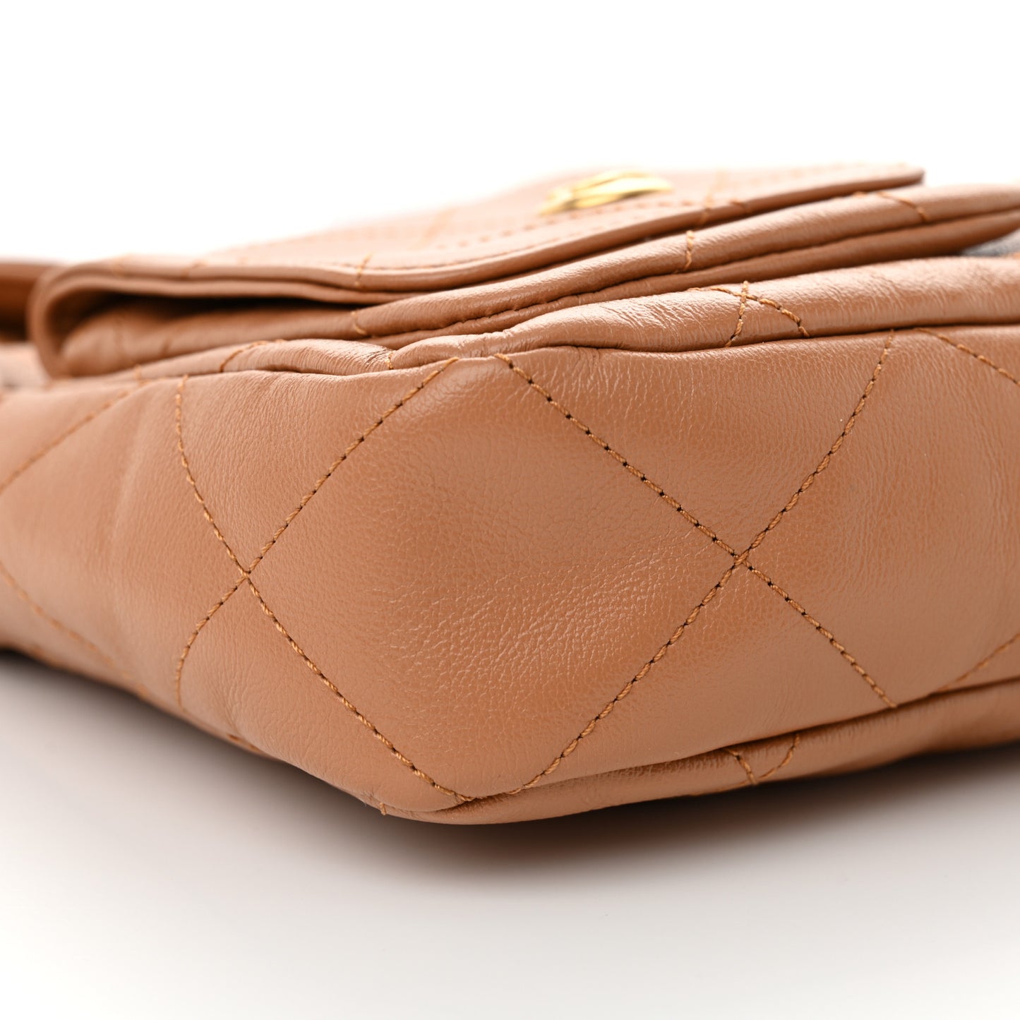 Shiny Calfskin Quilted Small Supple Twins Hobo Bag Brown