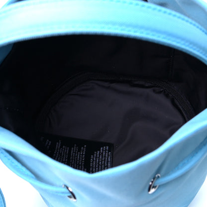 Balenciaga Recycled Sport Nylon Logo Embroidered Wheel Drawstring Bucket Bag Azur White 5 of 6