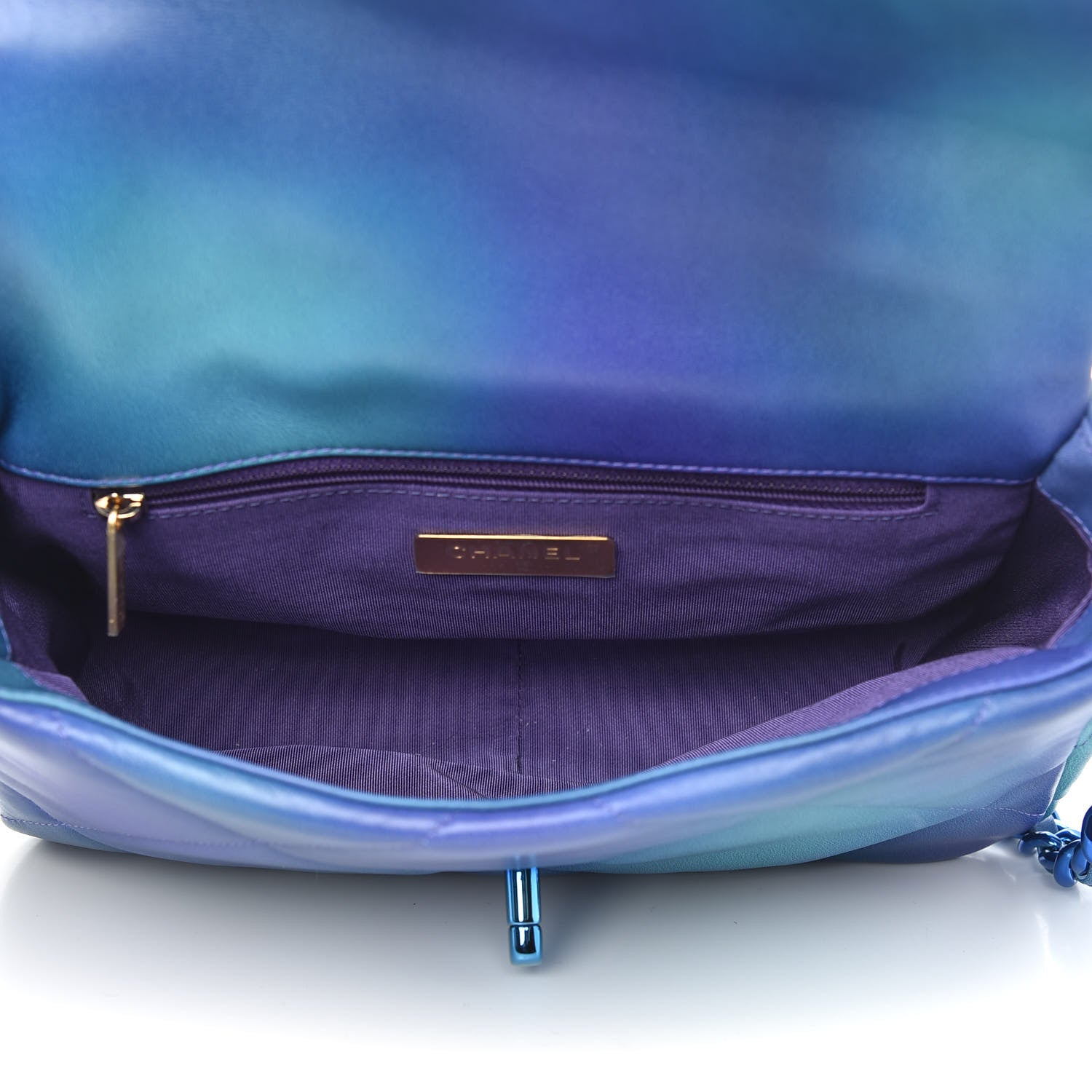 Chanel Tie Dye Calfskin Quilted Medium Chanel 19 Flap Blue Purple 5 of 11