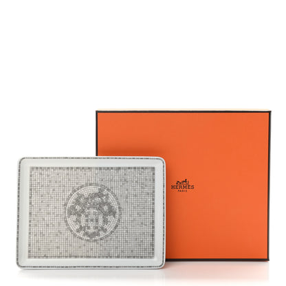 Hermes Porcelain Mosaique Au 24 Sushi Plate Platine 8 of 8