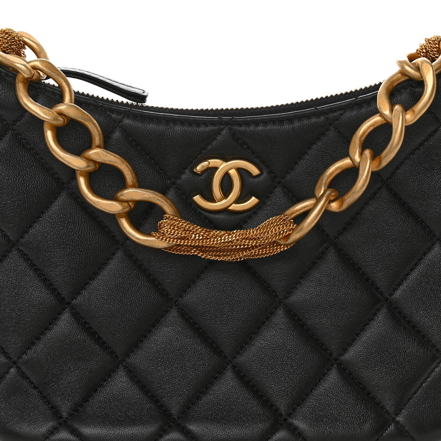 Chanel Lambskin Quilted CC Chain Hobo Black 8 of 11