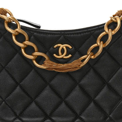 Chanel Lambskin Quilted CC Chain Hobo Black 8 of 11