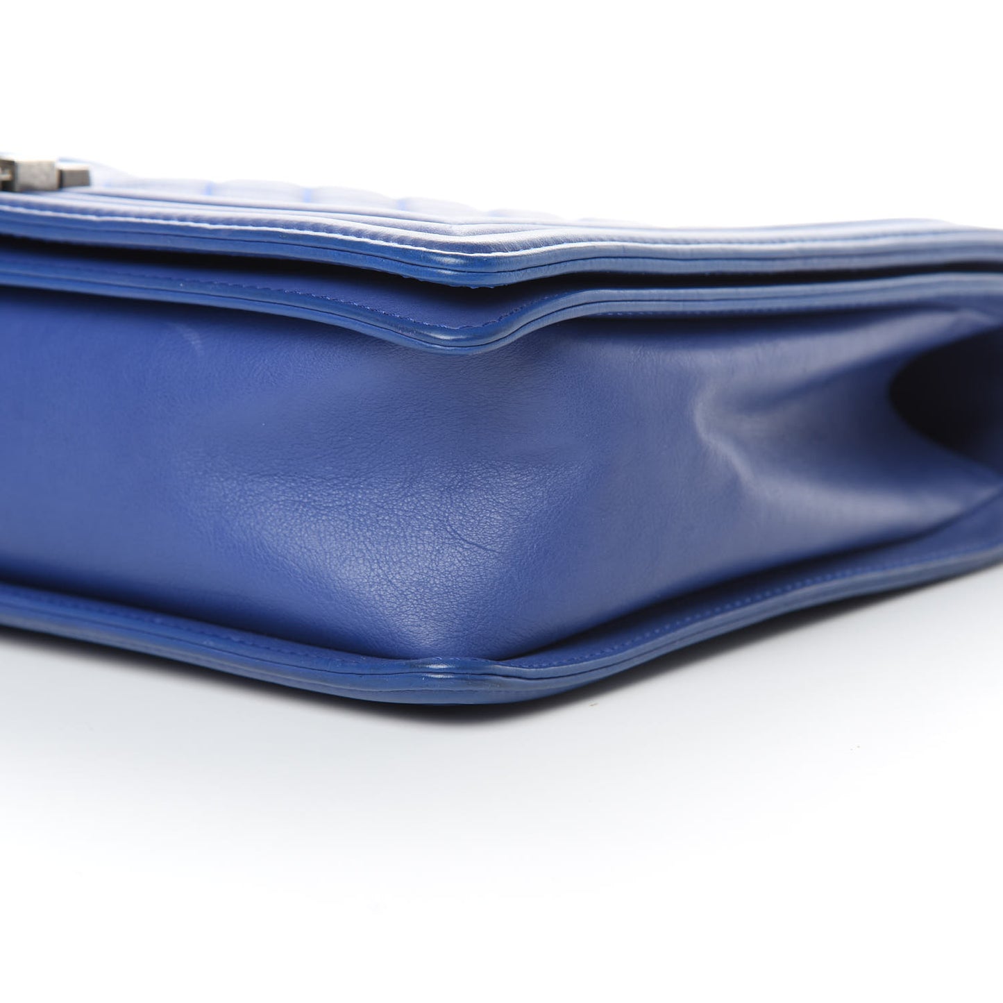 Grained Calfskin Quilted Large Boy Flap Blue