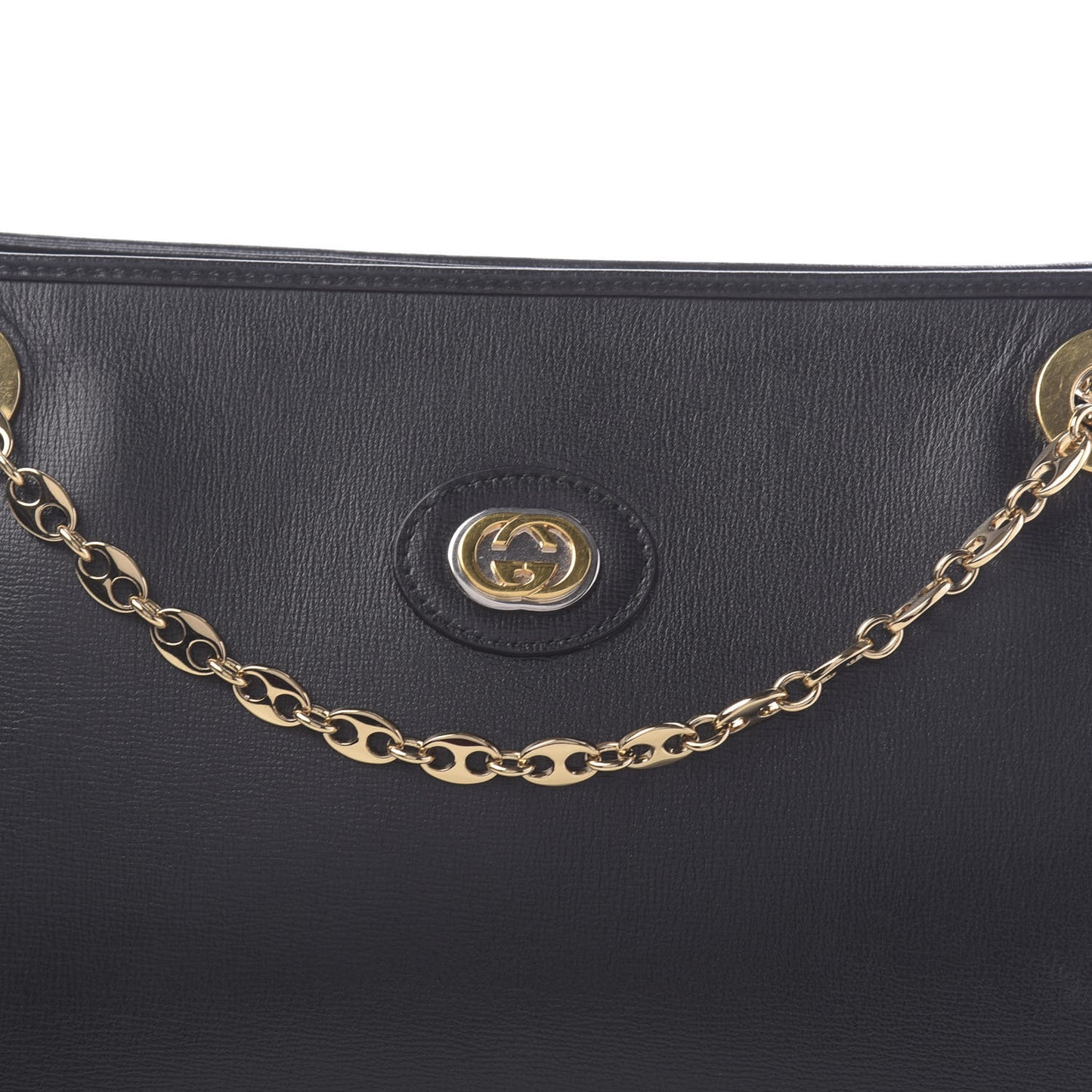 Azalea Calfskin Small Marina Open Top Chain Shoulder Bag Black