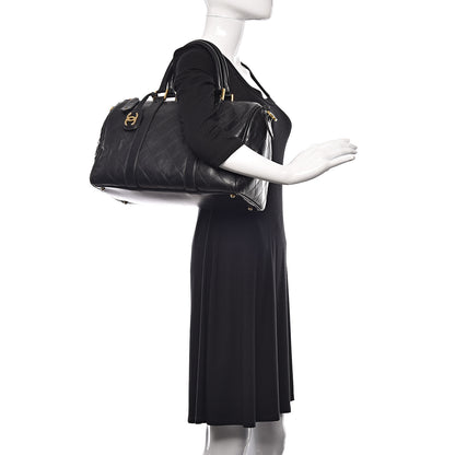 Chanel Calfskin Stitched CC Boston Black 2 of 15
