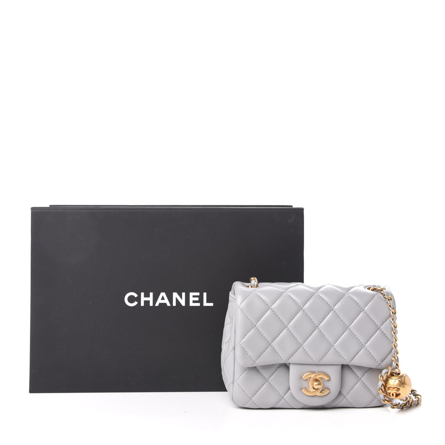 Chanel Lambskin Quilted Mini Pearl Crush Flap Light Grey 10 of 10