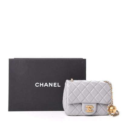 Chanel Lambskin Quilted Mini Pearl Crush Flap Light Grey 10 of 10